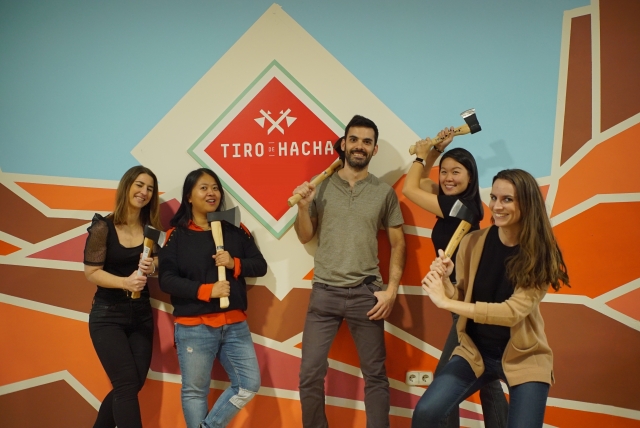  Friends with axes in their hands